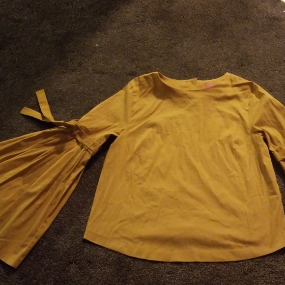 Catherine Malandrino Tops - Catherine's, Mustard Yellow /Gold Bell Sleeves top